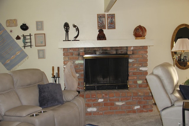 1936 W 15th Pl, Yuma, AZ 85364 - carpeted living area featuring a brick fireplace