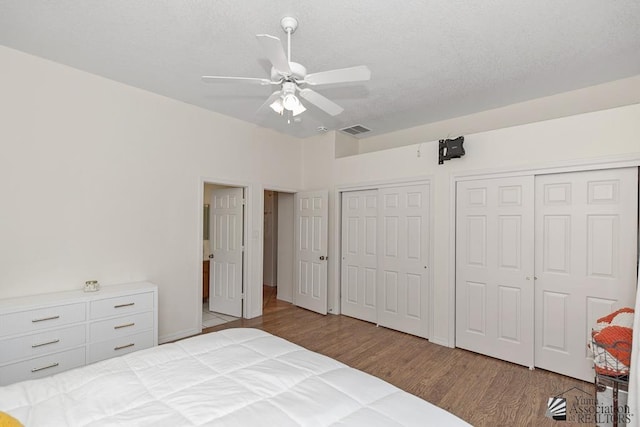 10758 E 39th St, Yuma, AZ 85365 - bedroom with multiple closets, light wood finished floors, and ceiling fan