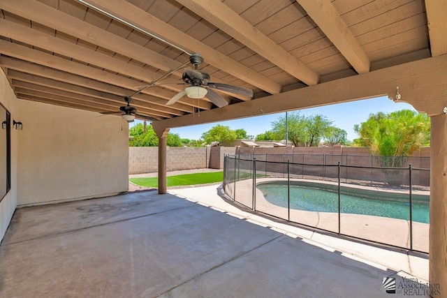 2967 S 47th Ave, Yuma, AZ 85364 - view of pool featuring a ceiling fan, a fenced backyard, and a patio area