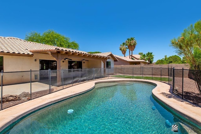 2967 S 47th Ave, Yuma, AZ 85364 - view of swimming pool with ceiling fan and a patio