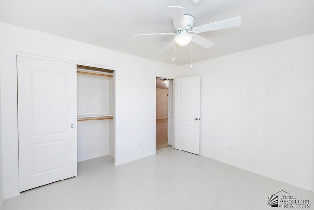 2967 S 47th Ave, Yuma, AZ 85364 - unfurnished bedroom with a closet and ceiling fan