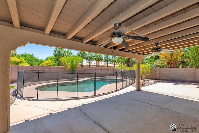 2967 S 47th Ave, Yuma, AZ 85364 - view of pool featuring a fenced backyard, a patio, and ceiling fan