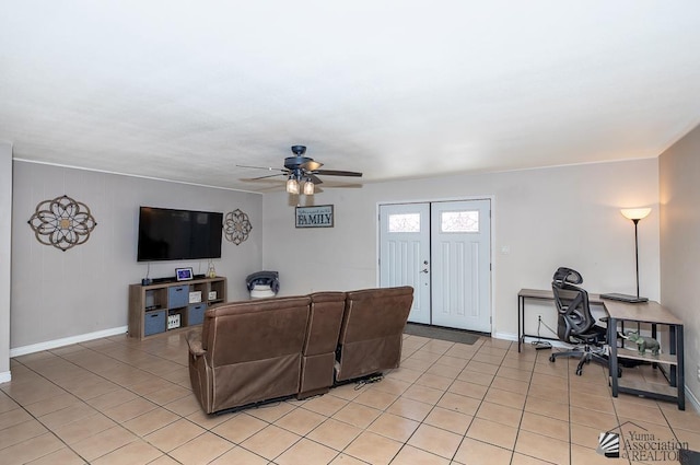 285 E 26th St, Yuma, AZ 85364 - living area with an office area, light tile patterned floors, and ceiling fan