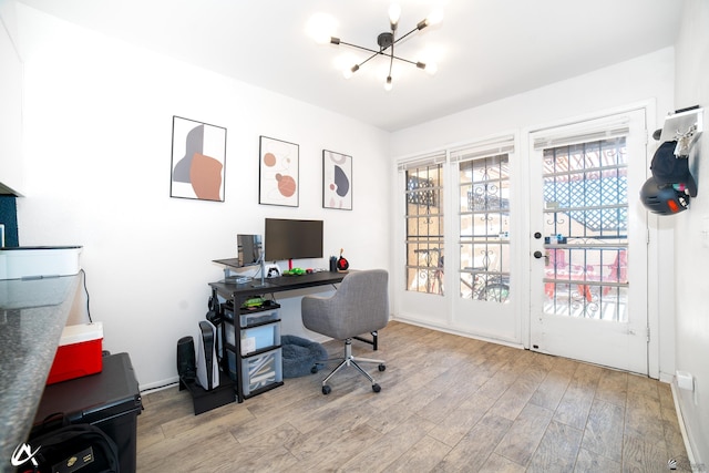 2231 S Elks Ln # 67, Yuma, AZ 85364 - office area featuring a chandelier and wood finished floors