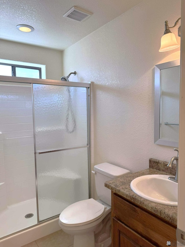 14713 E 52nd Dr, Yuma, AZ 85367 - full bath featuring a shower stall, vanity, toilet, and a textured wall