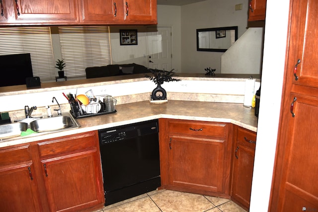 3558 W 22nd Pl Unit A, Yuma, AZ 85364 - kitchen with dishwasher, light tile patterned flooring, and brown cabinets