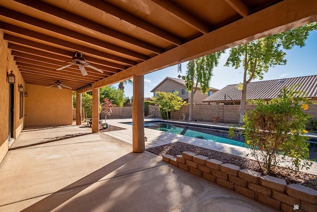 view of patio with ceiling fan