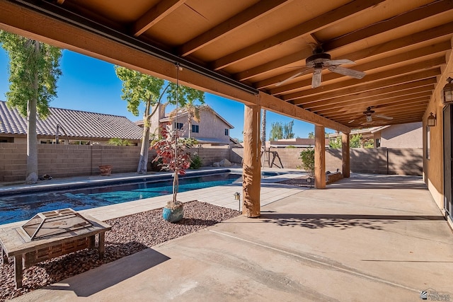 view of patio / terrace featuring ceiling fan