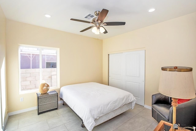 13459 E 43rd Ln, Yuma, AZ 85367 - bedroom with visible vents, recessed lighting, baseboards, and a closet