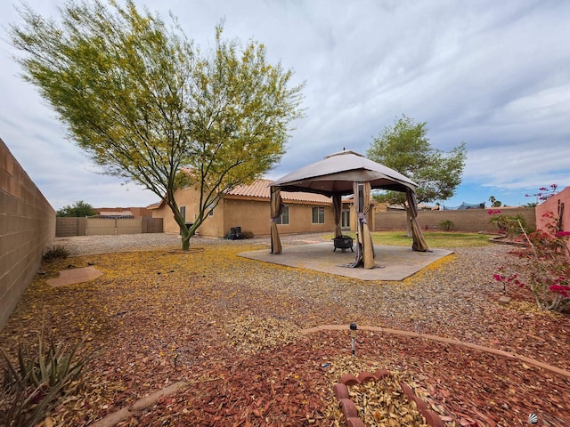 10791 S Sonora St, Yuma, AZ 85367 - view of yard with a gazebo, a fenced backyard, and a patio area