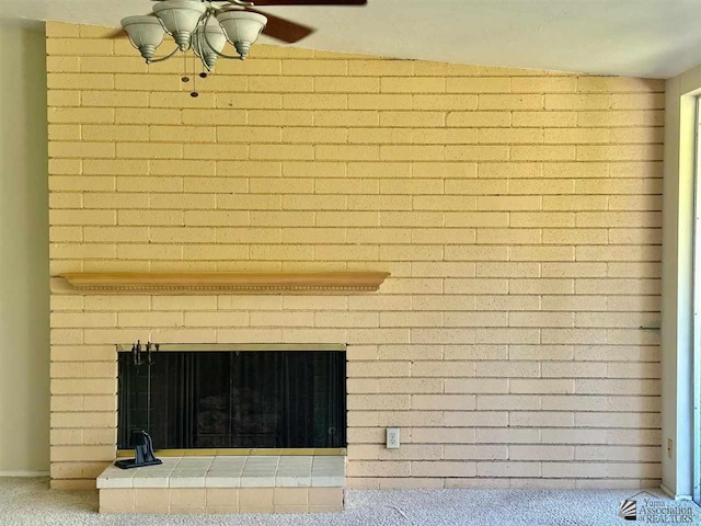 500 E Country Club Dr # 24, Yuma, AZ 85365 - interior details featuring a ceiling fan, carpet, and a fireplace