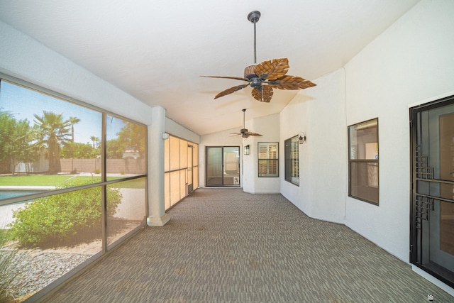 10388 S Fairway Loop, Yuma, AZ 85367 - unfurnished sunroom with ceiling fan and lofted ceiling