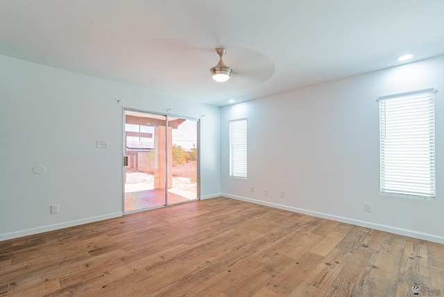 1087 W Palmcroft Dr, Yuma, AZ 85364 - empty room featuring ceiling fan, light wood-style floors, and recessed lighting