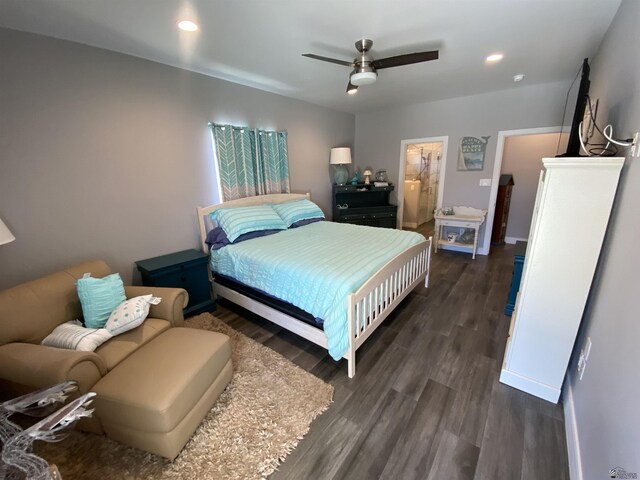 14673 E 52nd St, Yuma, AZ 85367 - bedroom featuring recessed lighting, a ceiling fan, and dark wood finished floors
