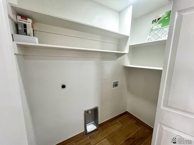 2461 S 17th Ave, Yuma, AZ 85364 - laundry room with dark wood finished floors, hookup for a washing machine, and hookup for an electric dryer