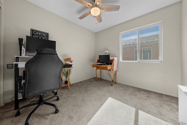 4841 W 10th Pl, Yuma, AZ 85364 - home office with a ceiling fan and carpet