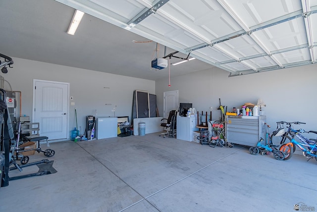 garage with a garage door opener