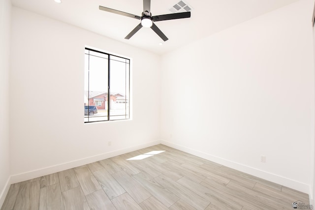 10660 E 45th Pl, Yuma, AZ 86367 - empty room featuring a ceiling fan, baseboards, visible vents, and light wood-style floors
