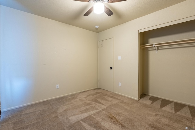 7959 E 43rd Pl, Yuma, AZ 85365 - unfurnished bedroom with ceiling fan, light carpet, and a closet