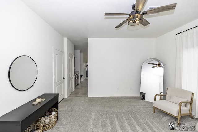 4272 W 27th Pl, Yuma, AZ 85364 - sitting room with baseboards, carpet flooring, and ceiling fan