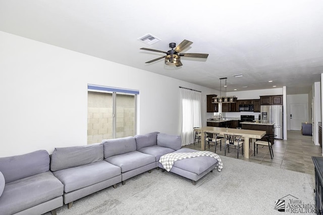 4272 W 27th Pl, Yuma, AZ 85364 - living area featuring ceiling fan and visible vents