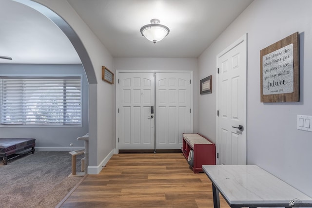 foyer entrance with dark wood-type flooring