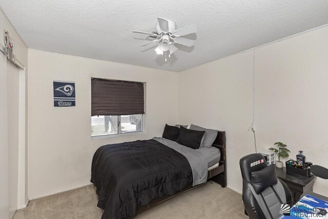 7442 E 24th Ln, Yuma, AZ 85365 - carpeted bedroom with a ceiling fan and a textured ceiling