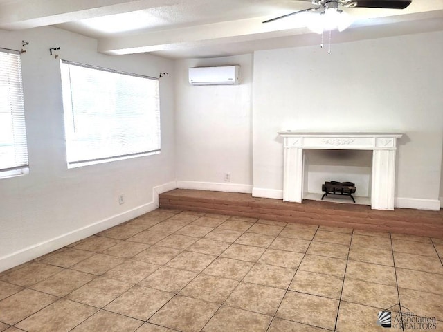 1429 S 12th Dr, Yuma, AZ 85364 - unfurnished living room featuring a wall mounted AC, a ceiling fan, and plenty of natural light