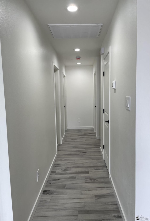 369 S 7th Ave, Yuma, AZ 85364 - hallway with attic access, recessed lighting, baseboards, and wood finished floors