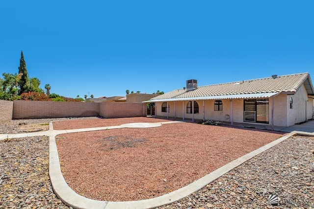 12344 E Calle Maria, Yuma, AZ 85367 - rear view of house with central air condition unit, a fenced backyard, a patio area, and stucco siding