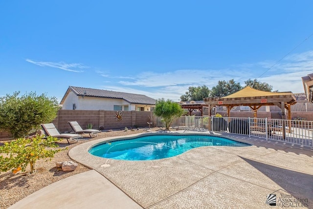 2793 S Aurora Ave, Yuma, AZ 85365 - view of swimming pool with a patio, a fenced backyard, and a gazebo