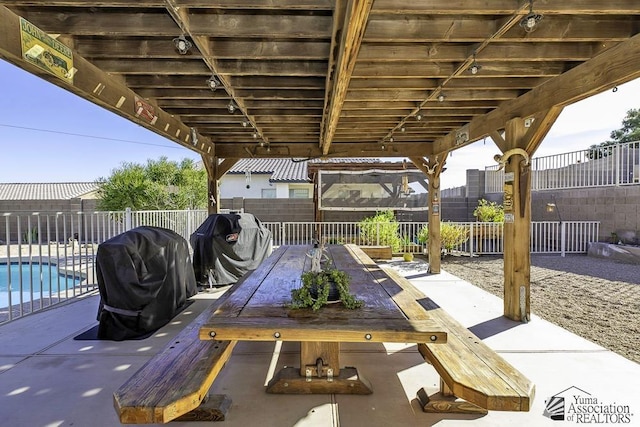 2793 S Aurora Ave, Yuma, AZ 85365 - view of patio with a fenced backyard, area for grilling, and outdoor dining area