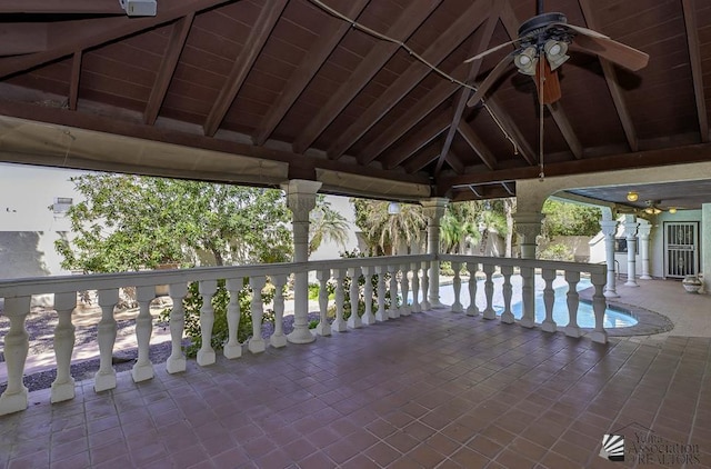 view of patio / terrace featuring ceiling fan