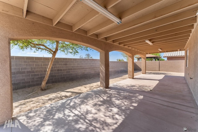 view of patio featuring a fenced backyard