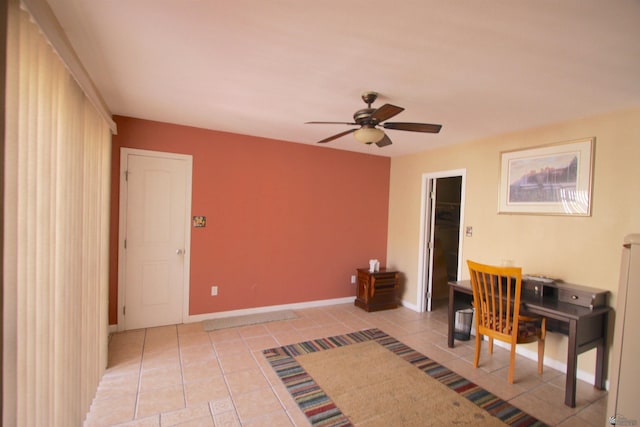 12459 E Del Rey Dr, Yuma, AZ 85367 - office featuring a ceiling fan, baseboards, and light tile patterned floors