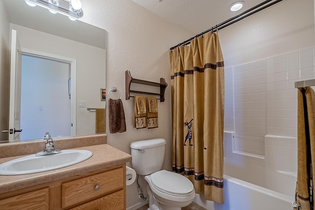 13743 E 45th Ln, Yuma, AZ 85367 - full bathroom featuring toilet, a textured wall, shower / tub combo, and vanity