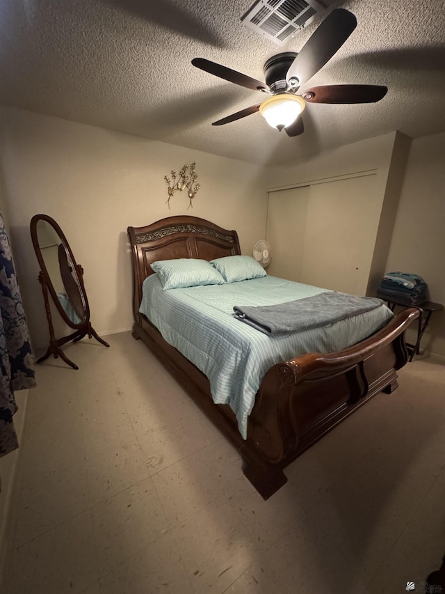 778 W Ramona St, Somerton, AZ 85350 - bedroom featuring visible vents, a ceiling fan, and a textured ceiling