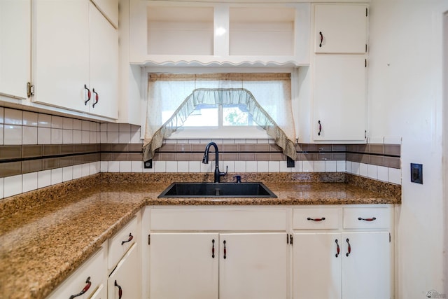 500 S 7th Ave, Yuma, AZ 85364 - kitchen with white cabinets, backsplash, and open shelves