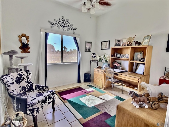 14393 E 53rd Ln, Yuma, AZ 85367 - living area with a ceiling fan and light tile patterned floors