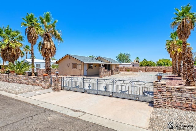 13466 E 47th St, Yuma, AZ 85367 - ranch-style house featuring a fenced front yard and a gate