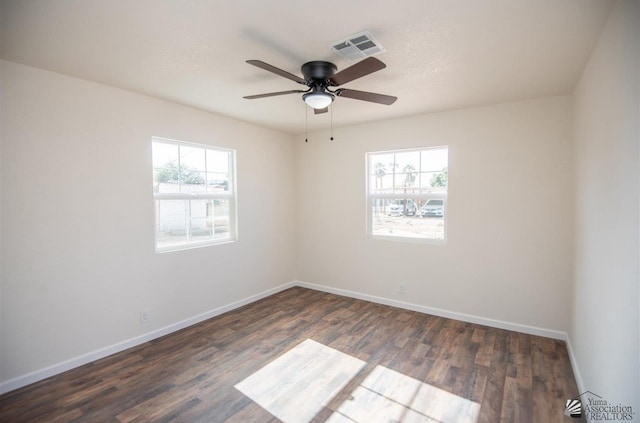 350 S Monte Vis, Yuma, AZ 85364 - unfurnished room featuring visible vents, baseboards, plenty of natural light, and ceiling fan