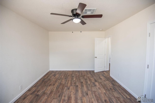 350 S Monte Vis, Yuma, AZ 85364 - spare room featuring baseboards, ceiling fan, visible vents, and wood finished floors
