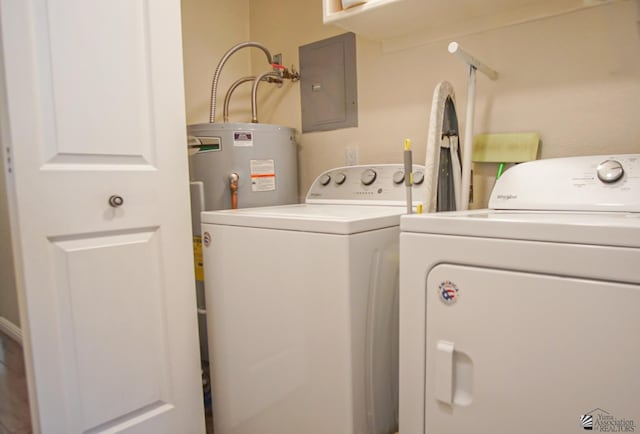 1700 S Crowder Ave Unit # 27, Yuma, AZ 85364 - laundry area featuring separate washer and dryer, laundry area, water heater, and electric panel