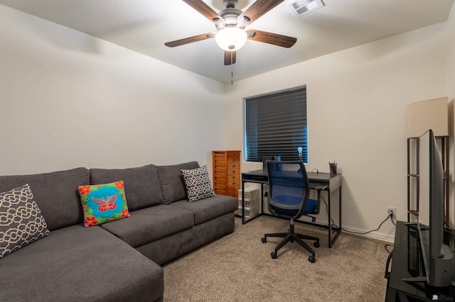 11602 E 33rd St, Yuma, AZ 85367 - carpeted office featuring a ceiling fan, baseboards, and visible vents