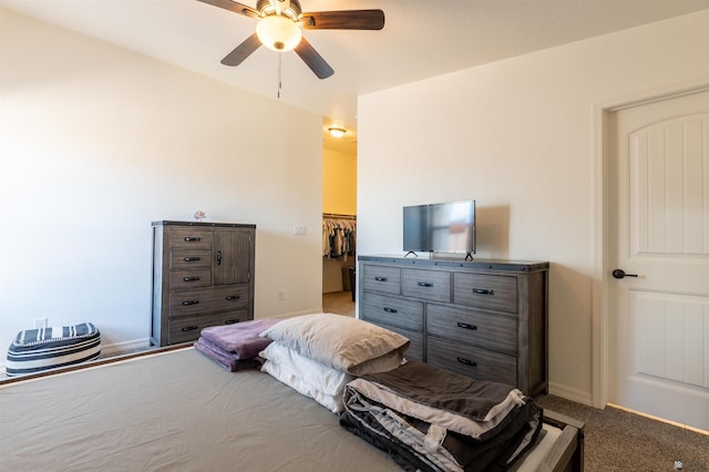 11602 E 33rd St, Yuma, AZ 85367 - bedroom with a walk in closet, ceiling fan, carpet floors, baseboards, and a closet