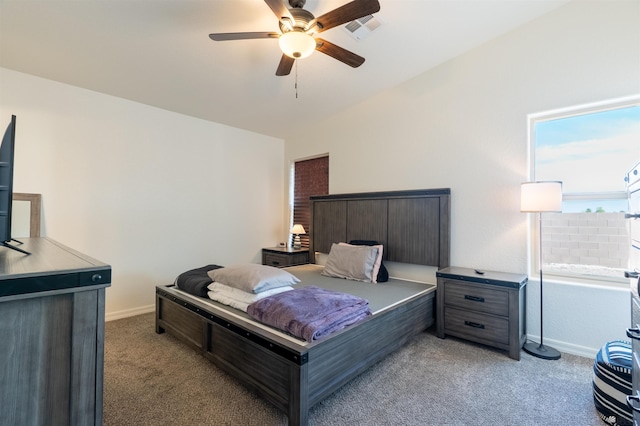 11602 E 33rd St, Yuma, AZ 85367 - bedroom featuring light colored carpet, baseboards, visible vents, and vaulted ceiling
