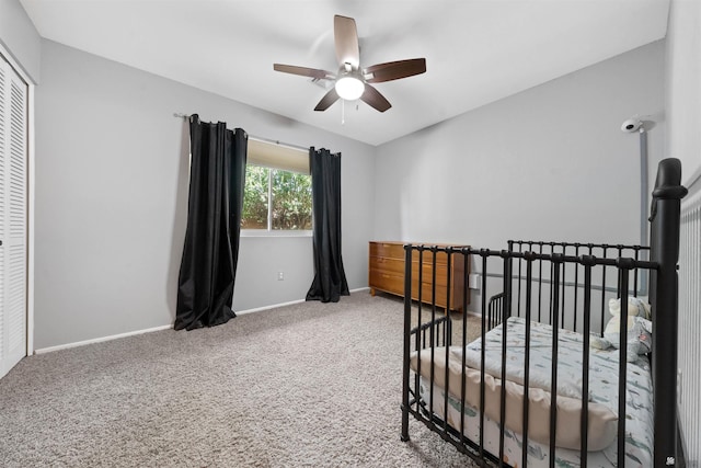 1215 S 41st Dr, Yuma, AZ 85364 - unfurnished bedroom featuring carpet, a closet, baseboards, and ceiling fan