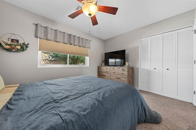 1215 S 41st Dr, Yuma, AZ 85364 - bedroom with carpet floors, a ceiling fan, and a closet