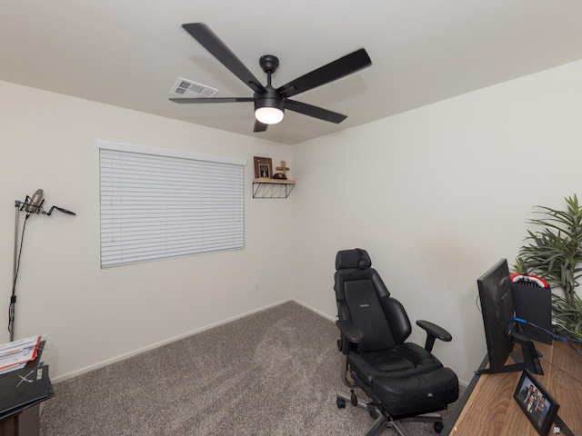 7335 E 36th Rd, Yuma, AZ 85365 - carpeted home office featuring a ceiling fan and baseboards