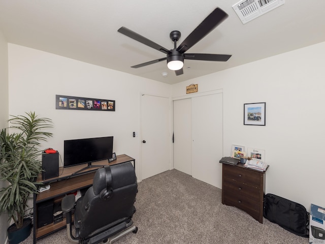 7335 E 36th Rd, Yuma, AZ 85365 - carpeted home office featuring a ceiling fan